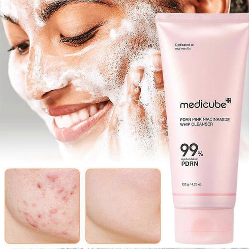 Medicube PDRN Pink Niacinamide Whip Cleanser – 120g | Brightening, Pore-Clearing Cream Foam