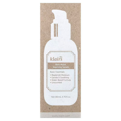 Dear, Klairs Rich Moist Soothing Serum (Unscented) – Deep Hydration for Sensitive Skin (80ml)
